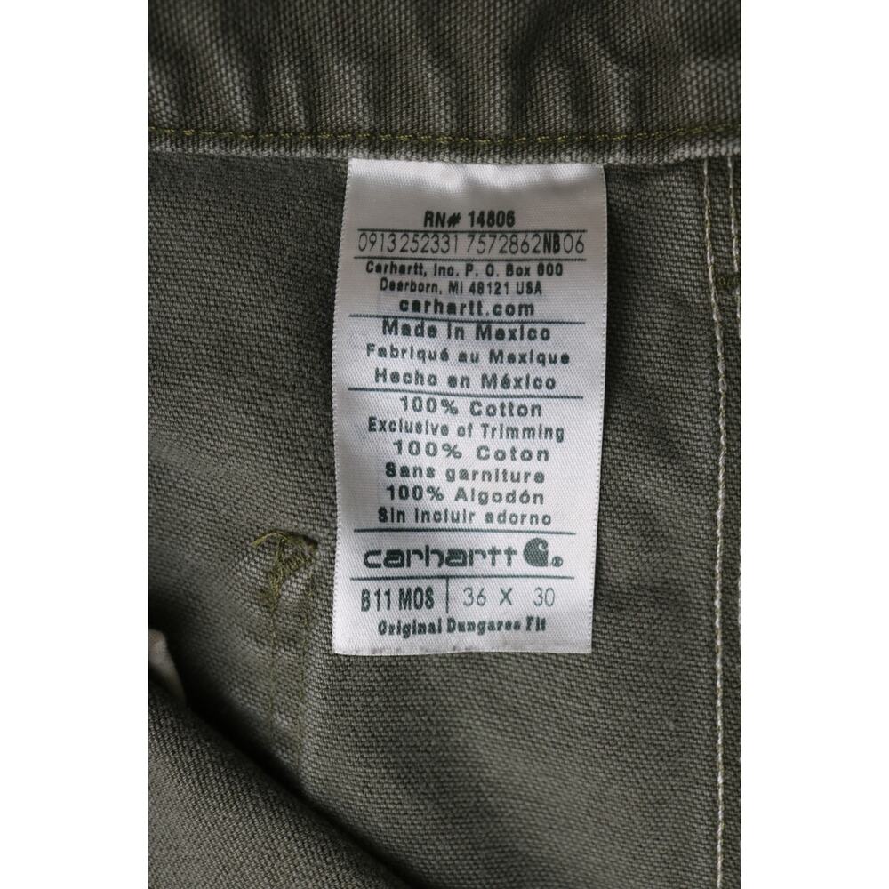 CARHARTT B11 Pants Mens 36x30 Moss Green Washed Duck Carpenter Loose Original - Picture 12 of 15